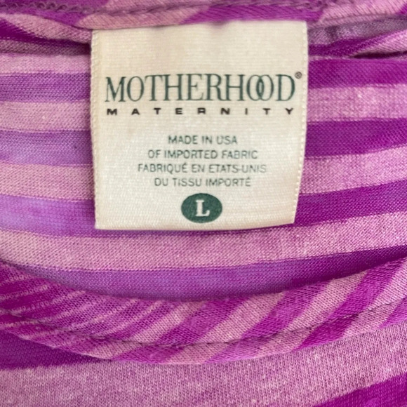 Motherhood Maternity Purple Striped Tee Large - Casual, Stylish Maternity Wear - Picture 3 of 7